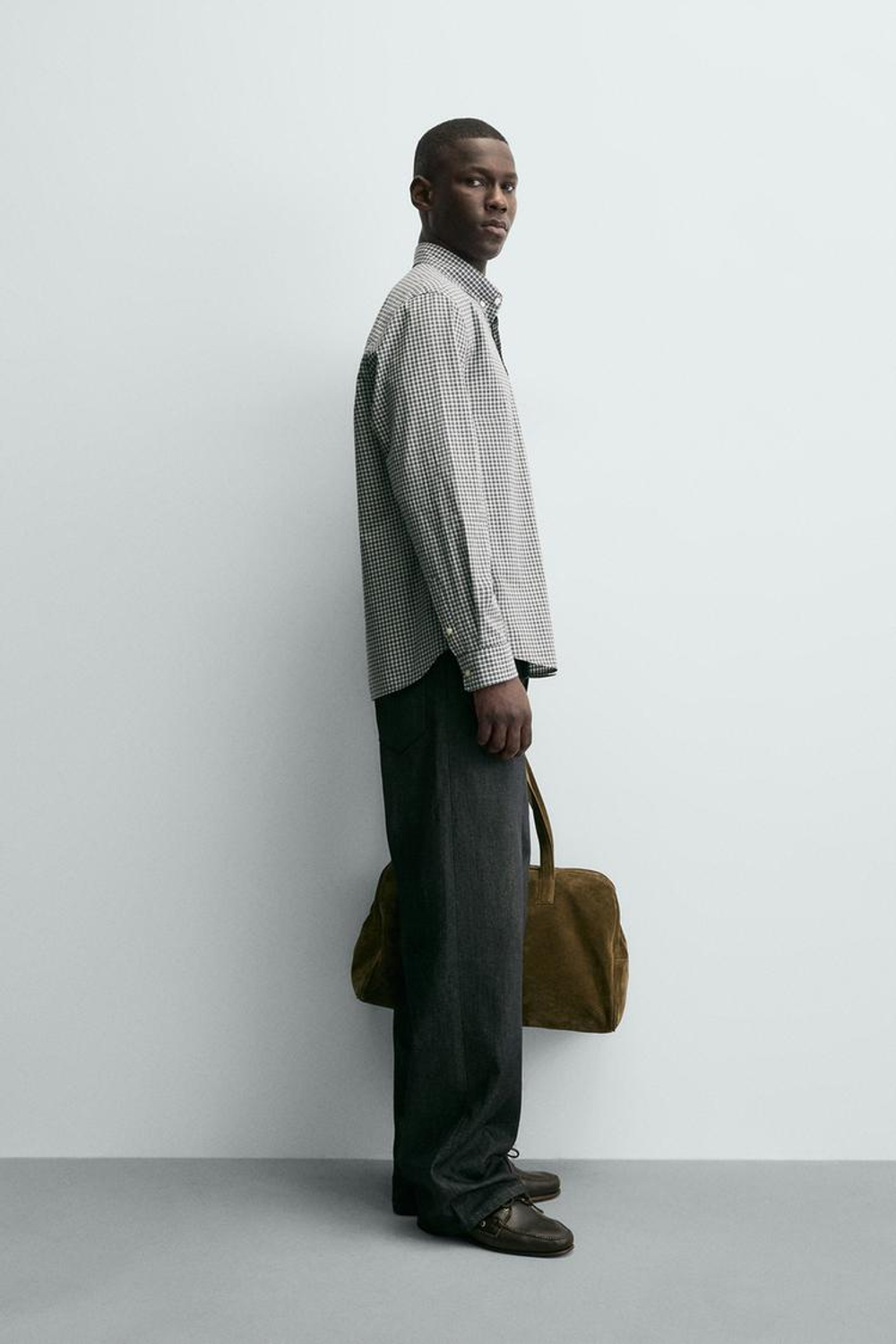 ZARA РУБАШКА ИЗ МЯГКОГО ХЛОПКА, СЕРЫЙ/СИНИЙ