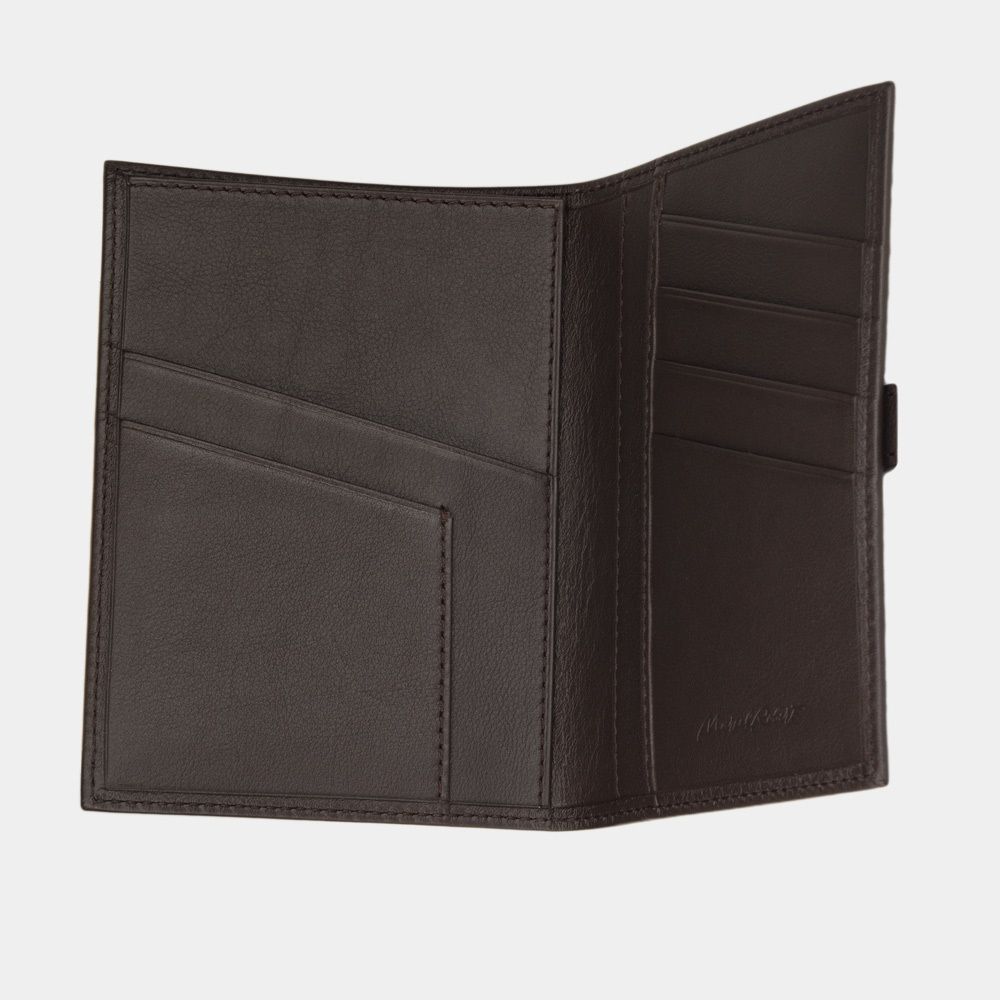 Обложка для паспорта и автодокументов Cannes из кожи теленка, темно-коричневого цвета