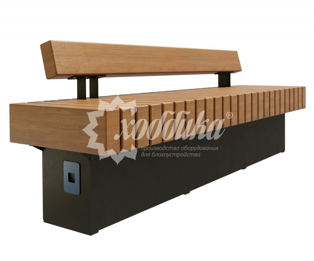 Скамейка стальная «Wood Bench» с USB-входами