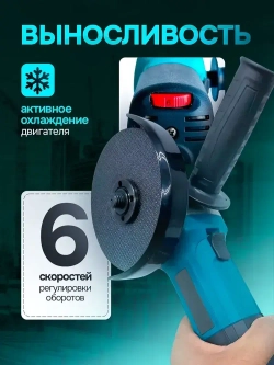 Болгарка УШМ с регулировкой оборотов 9558HN Шлифмашина угловая 1100W 12000 об