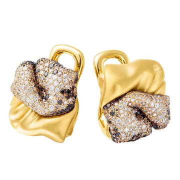 Серьги с Белыми, Черными и Шампань Бриллиантами, E0132-0/4