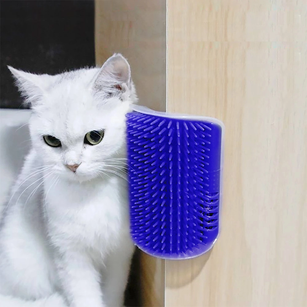 Щетка для вычесывания шерсти угловая «Счастливый хвост!», цвет синий, 12,4*8см (коробка)