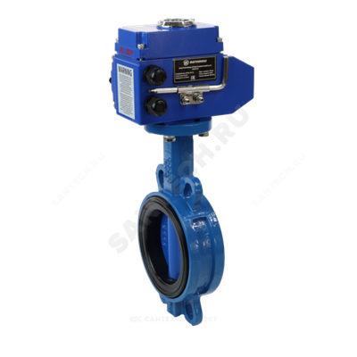 Затвор дисковый поворотный чугун 2010A Ду 150 Ру16 межфл с электроприводом Q-170 230В диск чугун манжета EPDM Benarmo