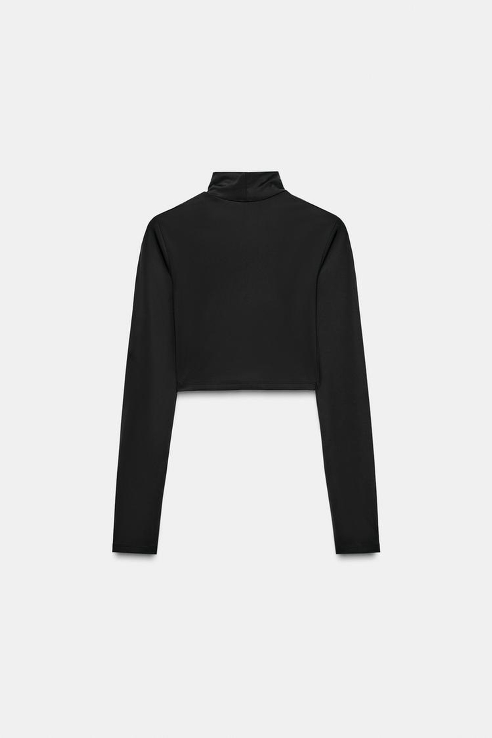 ZARA УКОРОЧЕННАЯ ФУТБОЛКА ИЗ ПОЛИАМИДА, ЧЕРНЫЙ