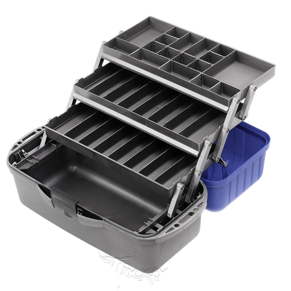 Ящик рыболовный для хранения снастей трехполочный синий