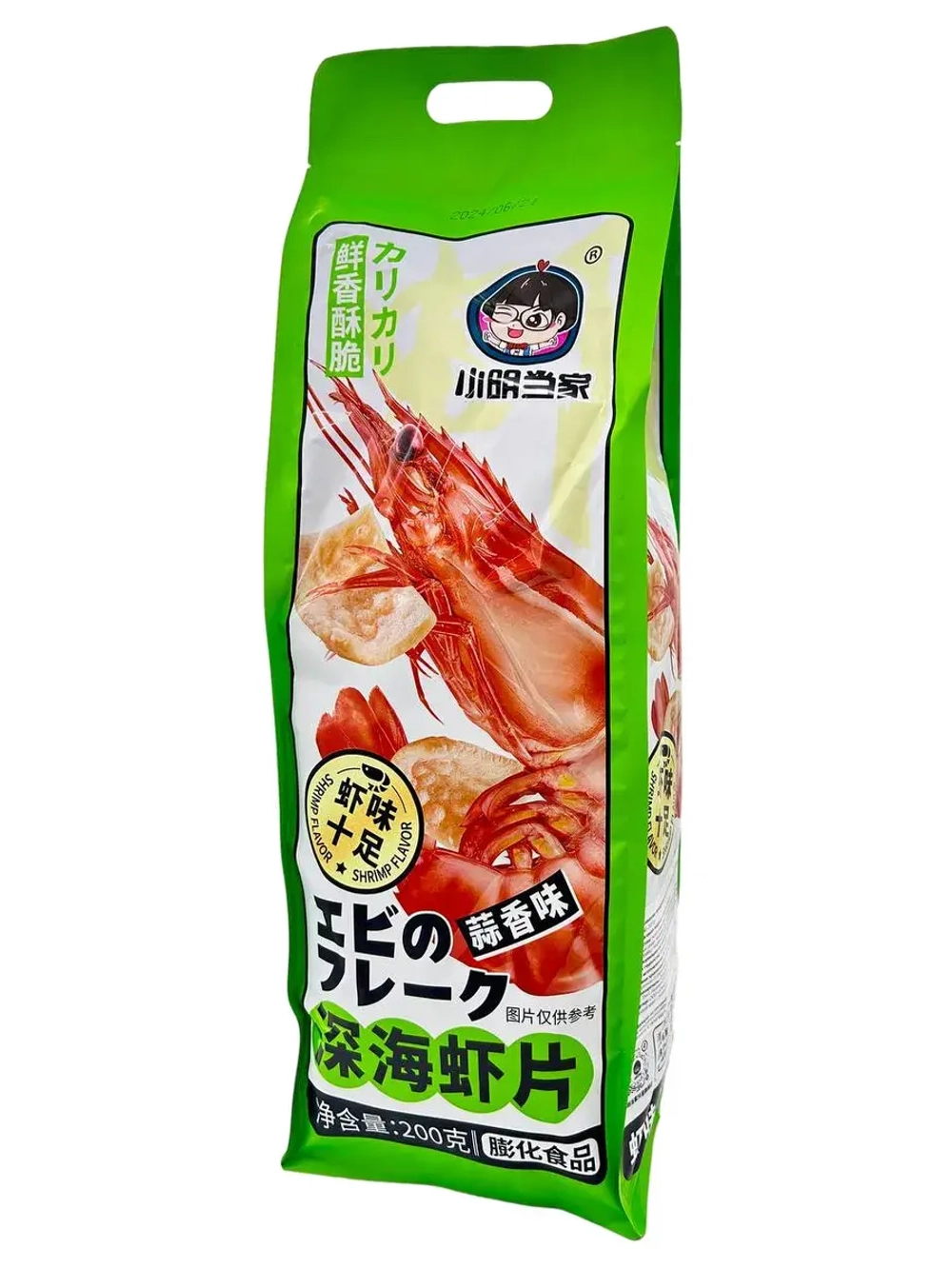 Азиатские чипсы Дандзя со вкусом Креветок и Чеснока 200 г