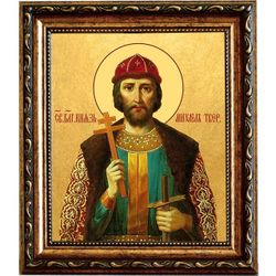Михаил Тверской Святой благоверный князь. Икона на холсте.