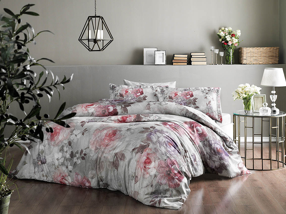 Комплект постельного белья ТАЧ Сатин Digital 2-спальный "ELISHA" V01-Розовый