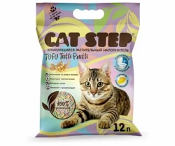 CAT STEP Tofu Tutti Frutti Наполнитель комкующийся растительный 12 л