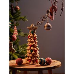 Набор елочных шаров Trendy stripes из джута и картона из коллекции New Year Essential, 4 шт.