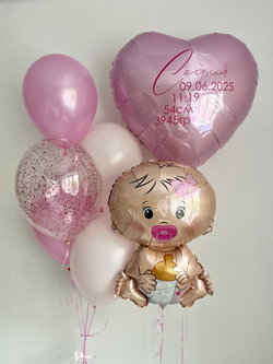Розовые шары на выписку девочки №3356