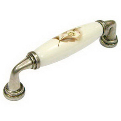 Ручка мебельная скобка ОФК-752-96 С531 (ст. серебро+кремовый 114) /50