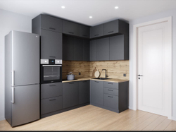 Кухонный гарнитур угловой Антрацит (графит) 2200 1700 мм столешница 38 мм, ЛДСП, просторная угловая кухня для гостиной, студии и большой семьи