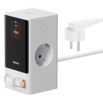 Зарядное устройство Baseus GaN5 PowerCombo Digital PowerStrip 2AC+U+C+Retractable-C 65W - White