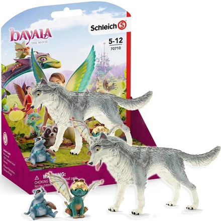 Фигурки Schleich Волк Ликос, енот Пьюх и дракон Нугур 70710/ игрушки для детей/дракон/животные