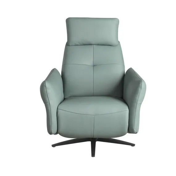 Вращающееся кресло-реклайнер 5174 из бирюзово-зелёной кожи
