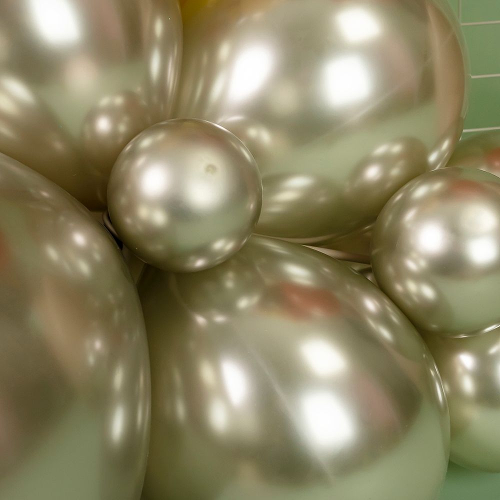 Шар (12''/30 см) Белое Золото, хром, 50 шт.