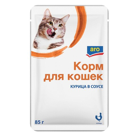 ARO паучи для кошек курица в соусе 85гр.*25шт.