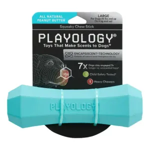 Жевательная палочка Playology SQUEAKY CHEW STICK для собак средних и крупных пород с ароматом арахиса, большая, цвет голубой