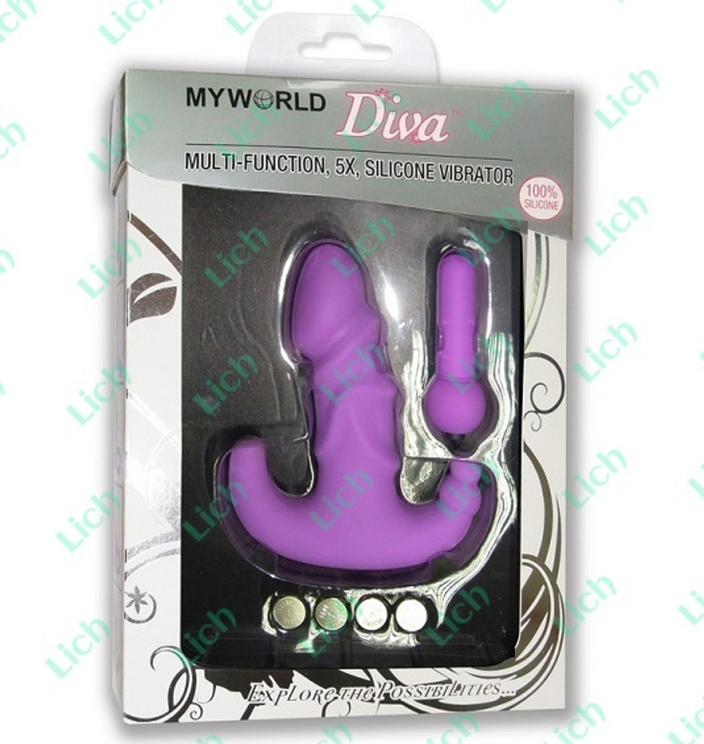 Тройной фиолетовый вибратор из силикона