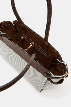 ZARA СУМКА С КОМБИНИРОВАННЫМИ ПРЯЖКАМИ, СВЕТЛО-БЕЖЕВЫЙ