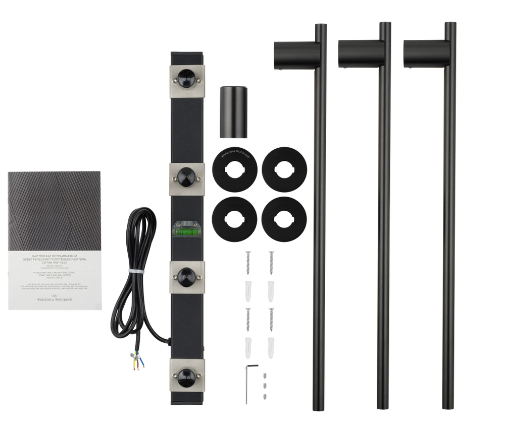 Полотенцесушитель электрический встраиваемый WONZON & WOGHAND DORTMUND, Черный матовый (WW-A363-MB)