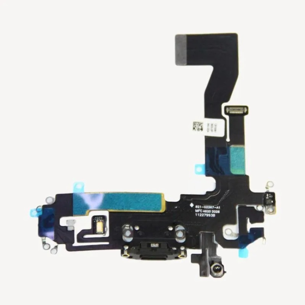 Шлейф для Apple iPhone 12/12 Pro на системный разъем/микрофон Черный - Премиум