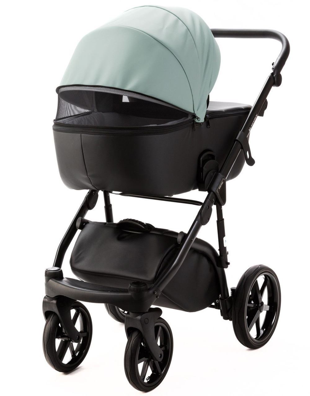 Детская коляска Adamex Nola Deluxe 3 в 1 N-SD103 (СЕРО-ЗЕЛ. КОЖА + ЧЕРН.КОЖА)