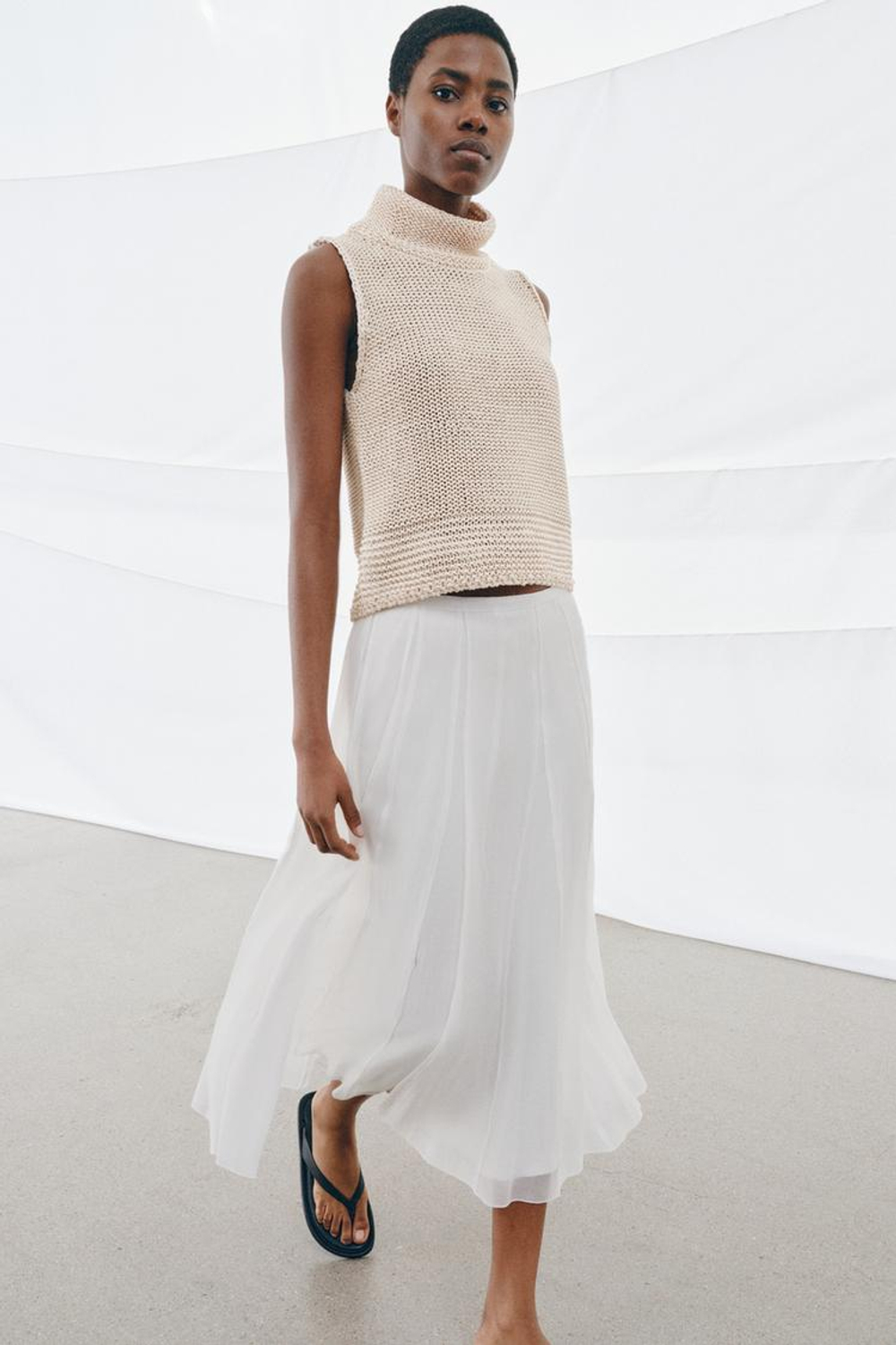 ZARA ТОП КРУПНОЙ ВЯЗКИ, ЭКРЮ