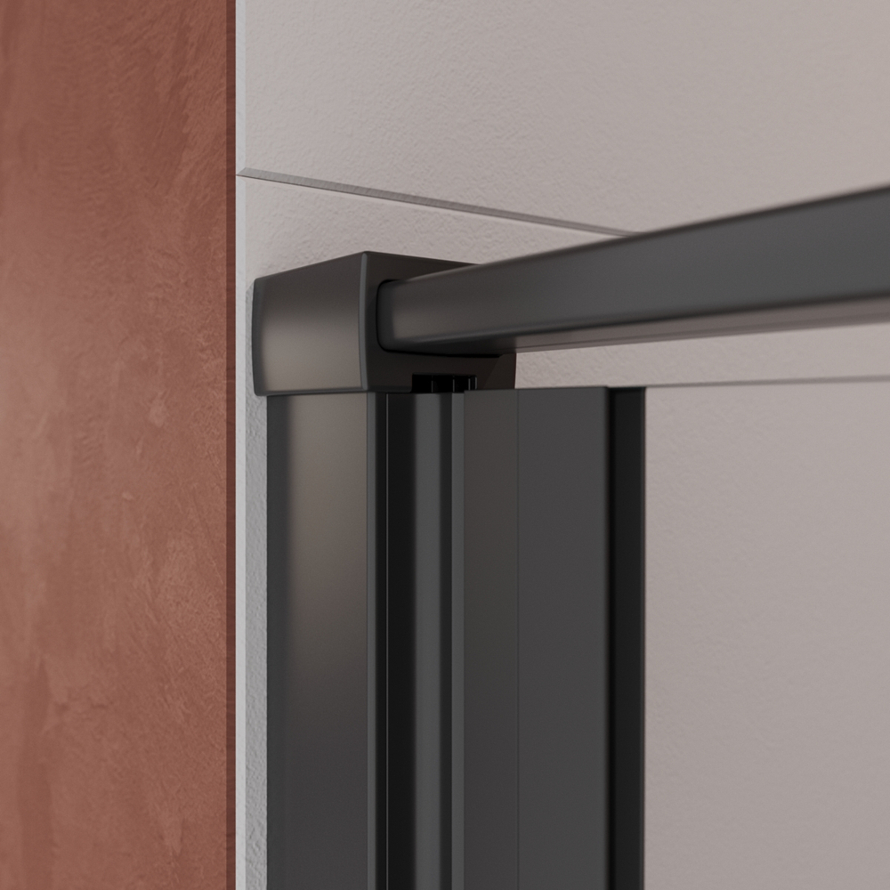 Душевая дверь Cezares LINER-B-12-90-C-NERO-L, 90х195, левосторонняя, профиль черный матовый, стекло прозрачное