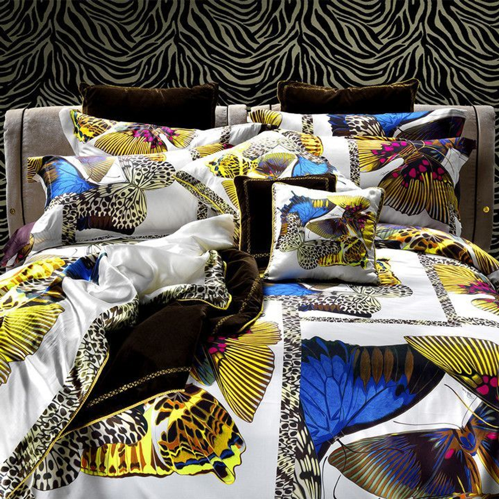 Постельное белье 2 спальное евро  Roberto Cavalli Papillon White