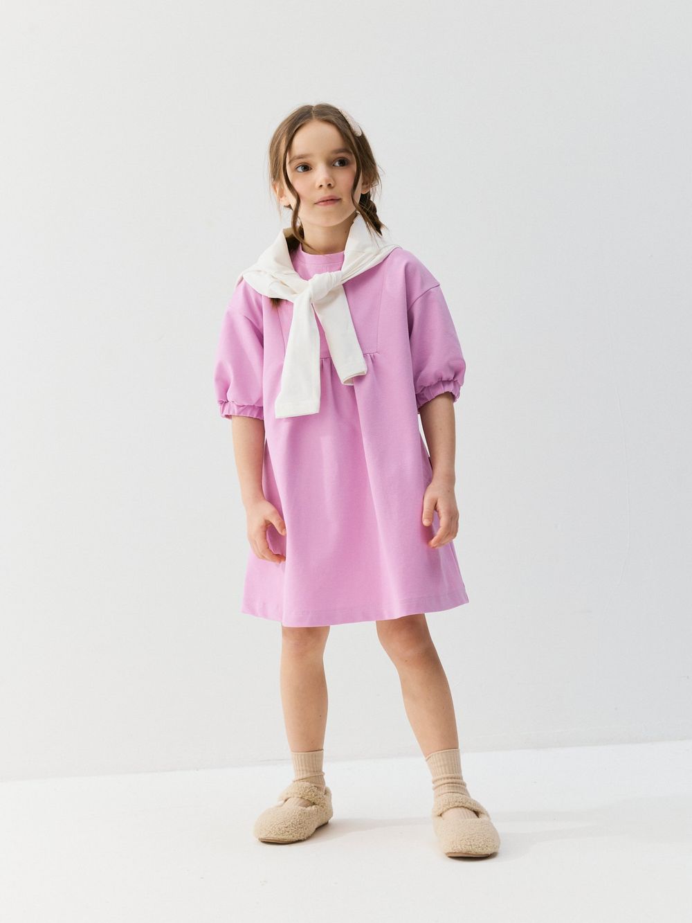 Платье из джинскота "Сиреневый крокус"