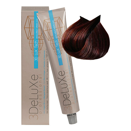 Стойкая крем-краска для волос Оттенок 5.52 Светло-каштановый шоколадный (красное дерево) 3DeLuXe 100мл
