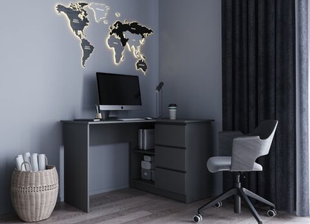 Стол компьютерный угловой с ящиками Графит, МС-16, 124,85х50х77 см ДСВ Мебель