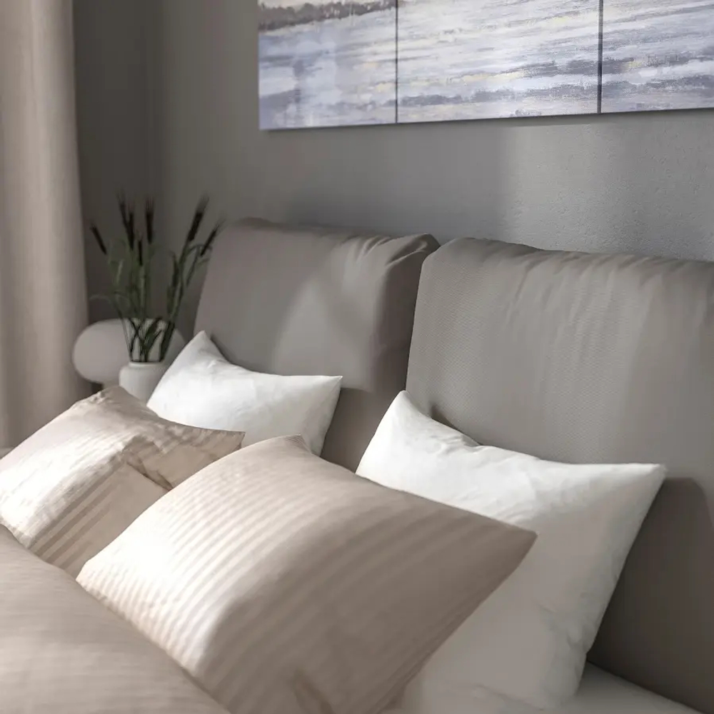 Каркас кровати с обивкой - IKEA SAGESUND, 200х140 см, серый, САГЕСЕНД ИКЕА