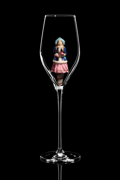 Бокал для шампанского Флюте "Снегурочка". (Синяя шуба)