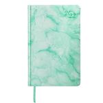 Ежедневник датированный 2022 А5 138x213 мм BRAUBERG "Marble", под кожу, бирюзовый мрамор, 112744