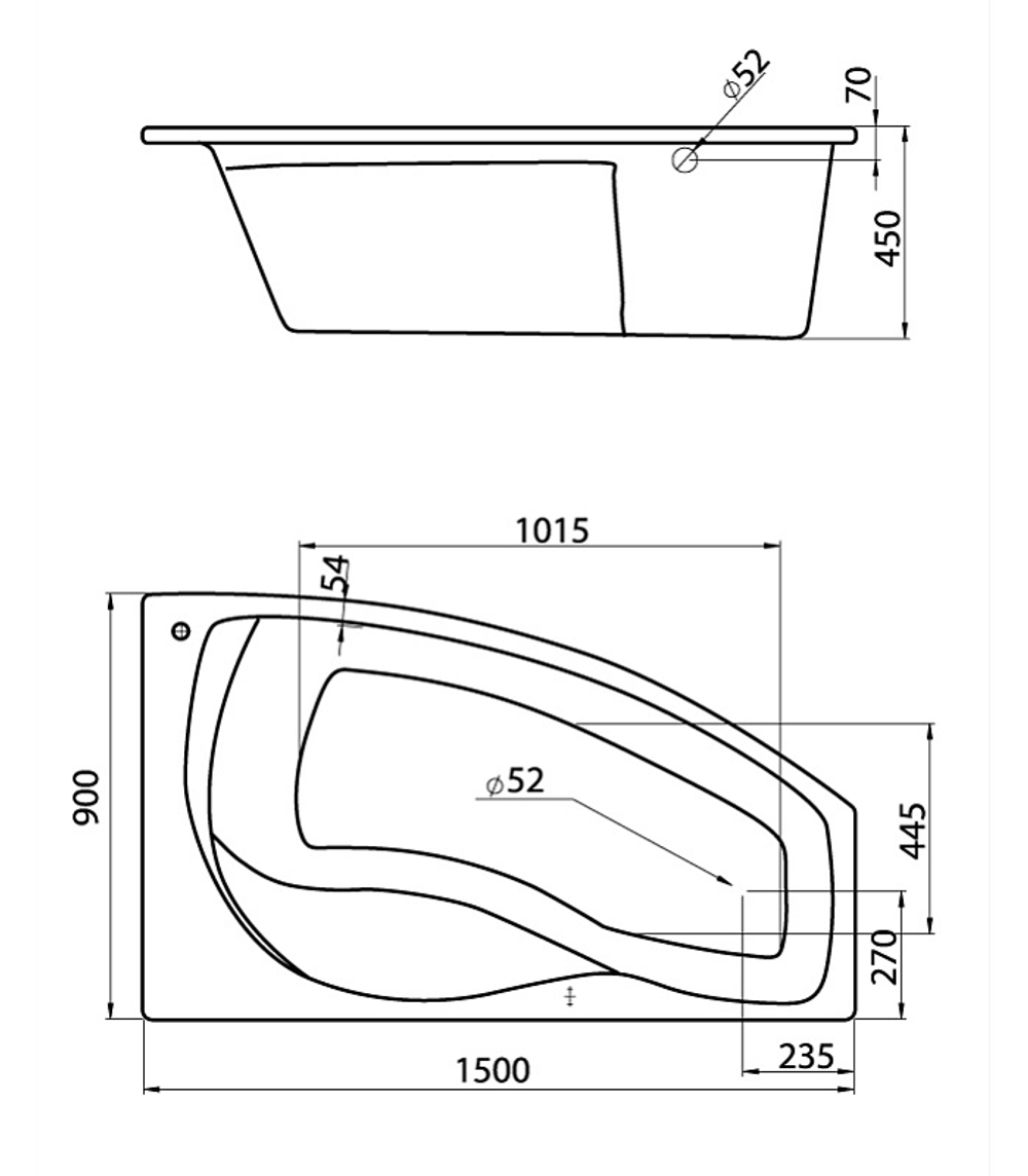 Ванна акриловая Santek Майорка 150х90 пристенная (1.WH11.1.985)