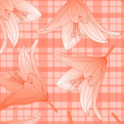 seamless pattern lilies on pale pink cage
