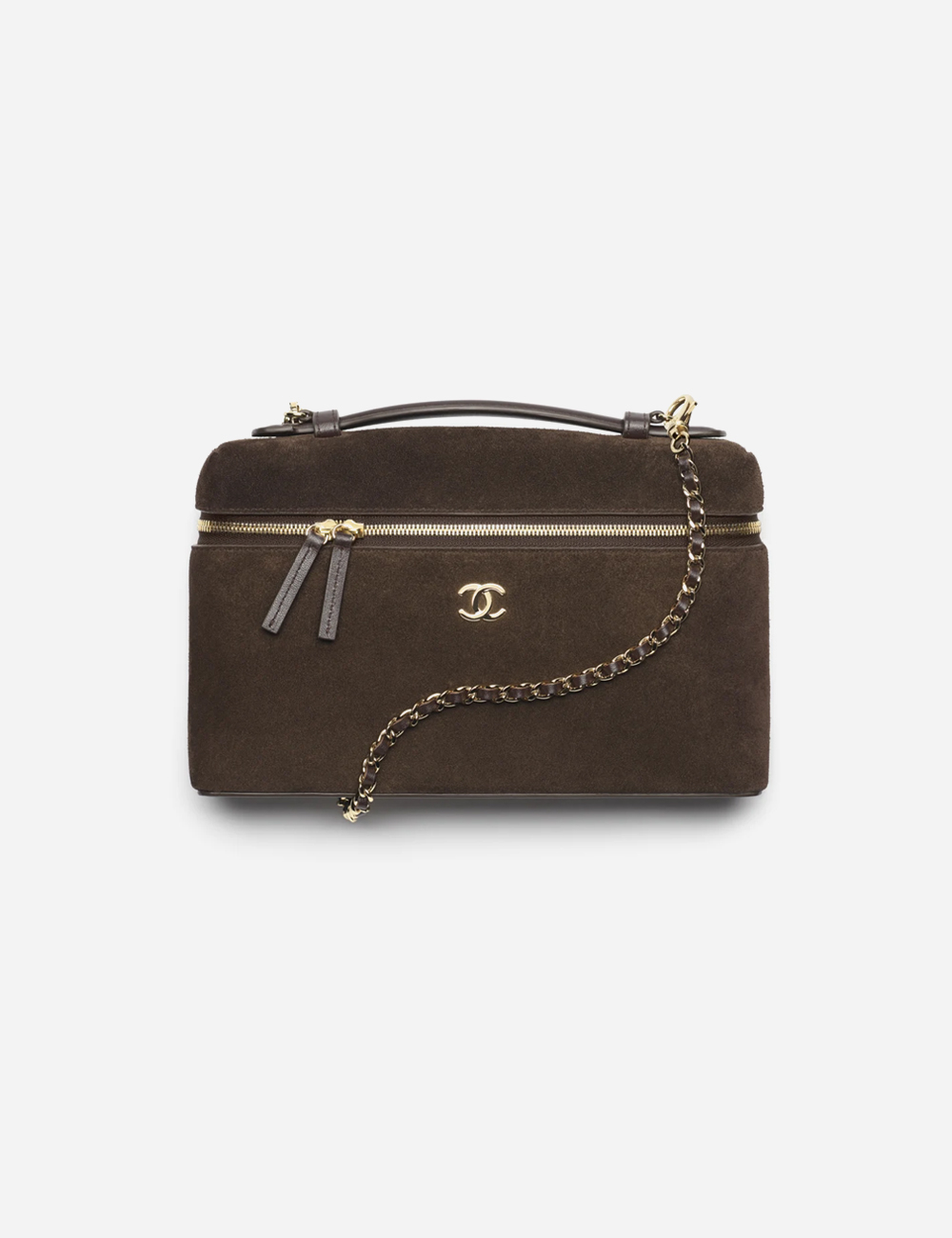 Сумка Chanel Large Vanity with chain Suede Calfskin & Gold Metal "Dark Brown"