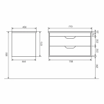 Тумба с раковиной для ванной Uperwood Modul 80 см, подвесная, матовая, белая/графит