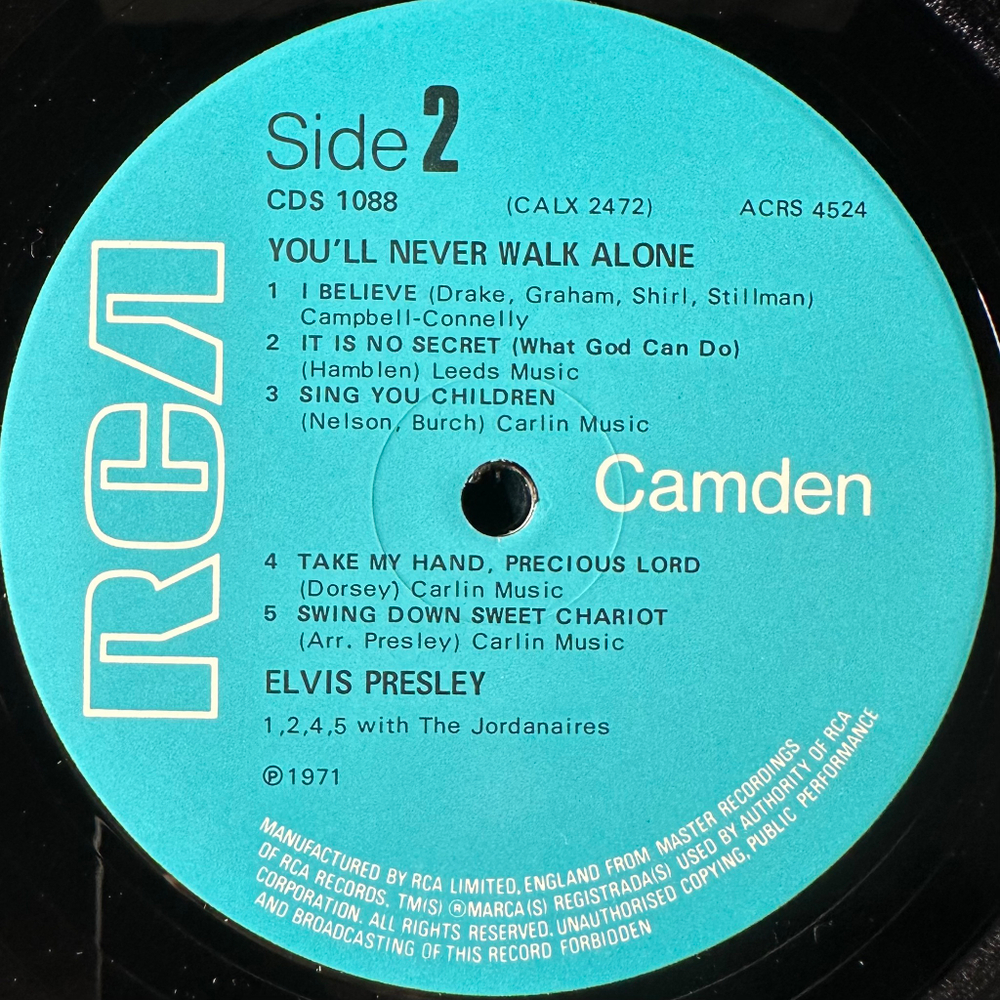 Elvis - You'll Never Walk Alone (Англия 1971г.)