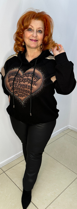 Толстовка-джемпер с капюшоном и блестящим принтом