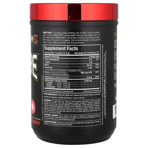 ALLMAX, AMINOCORE™ BCAA, со вкусом фруктового пунша, 345 г (0,76 фунта)