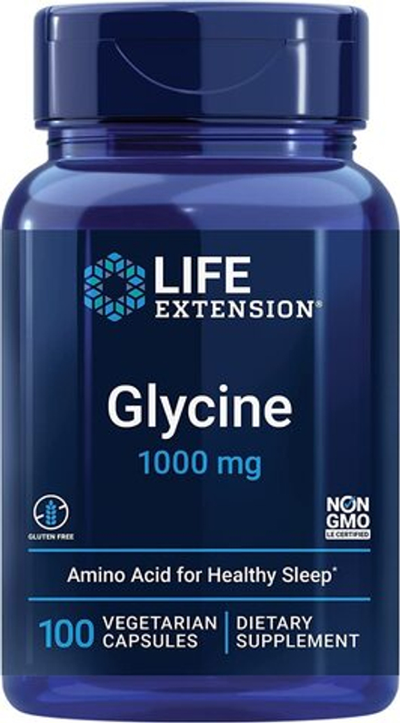 Life Extension, Глицин 1000 мг, Glycine 1000 mg, 100 вегетарианских капсул