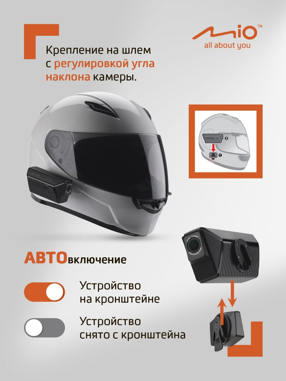 Мото видеорегистратор на мото шлем Mio MiVue MP30 GPS