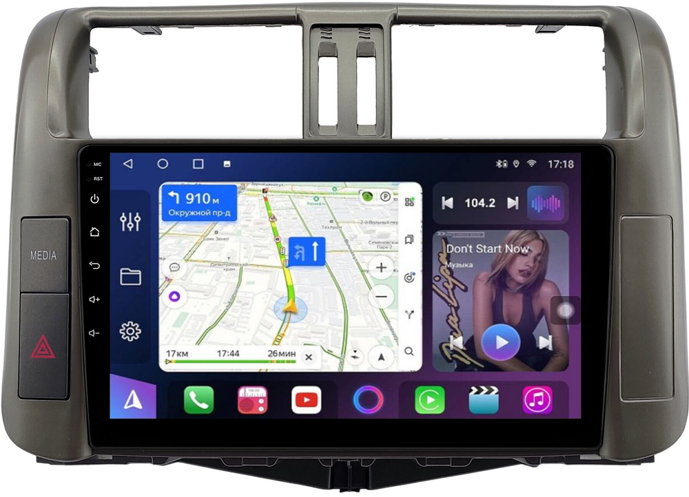 Магнитола для Toyota Land Cruiser Prado 150 2009-2013 (взамен 7" навигации) - FarCar BM7041C на Android 13, QLED, TS10, 4Гб+32Гб, CarPlay, 4G SIM-слот