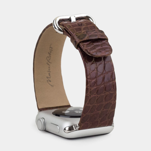 Ремешок для Apple Watch 40/41/42 mm из кожи аллигатора, коричневого цвета