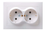 Розетка 2-местная РСш12-3-КБ с заземлением с защитной шторкой 16А керамика КВАРТА белый IEK