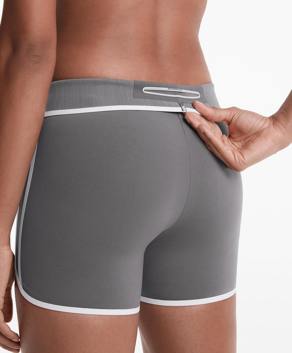 OYSHO Компрессионные шорты в стиле ретро с высокой талией 10 см, стальной серый